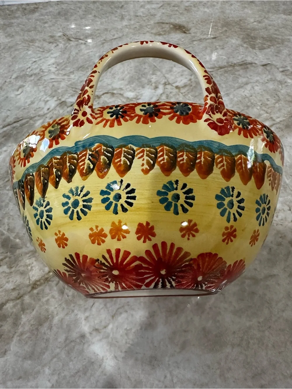 Vintage Italian Hand Painted Ceramic Basket